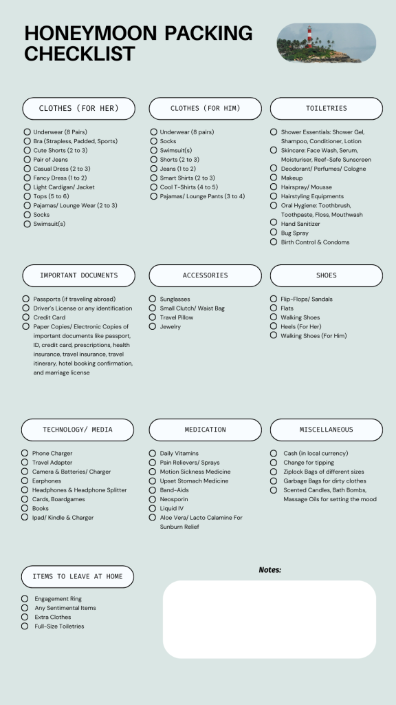 Honeymoon Packing List PDF